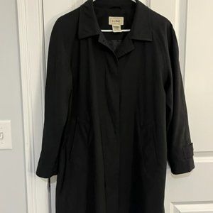 LLBean Women's Black Trench Coat - Petite Small